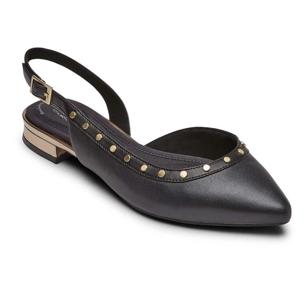 Rockport Slingback For Womens Black - Total Motion Zuly Studded - YE1657403